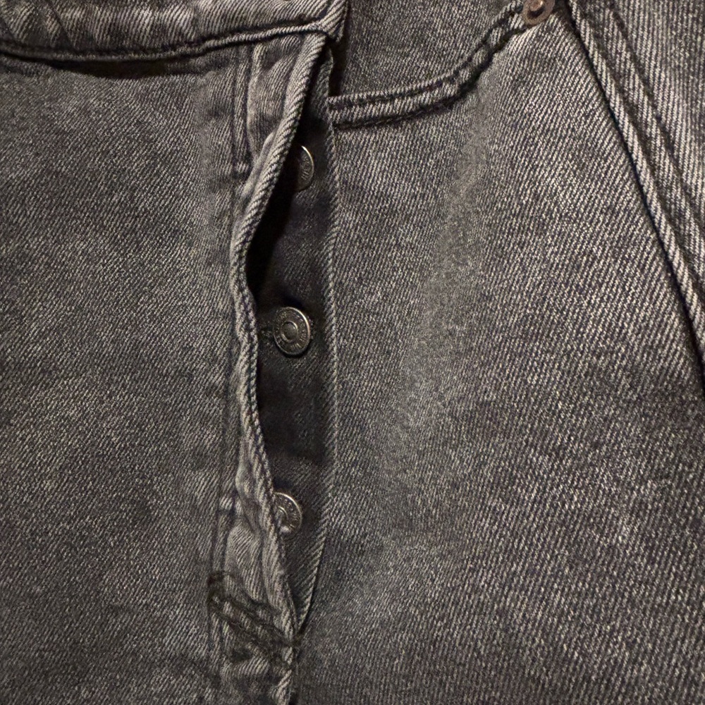 We The Free Black Frayed Asymmetrical Wrap Mini with Button Fly Closure. - Picture 4 of 5
